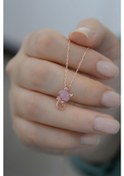 Resim Papatya Silver 925 Ayar Rose Kaplama Ay Taşlı Gümüş Kedi Kolye 