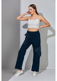 Resim Alexander Gardi Yüksek Bel Boru Paça Cepli Eşofman Altı (B22-12301) Siyah 