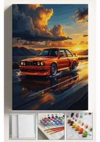 Resim Sayılarla Boyama Seti Numaralı Tuval Fırça Boya Dahil Kasnaklı Set 40x50 Cm - Turuncubmw 