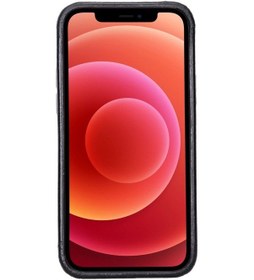 Resim iPhone Uyumlu 12 Deri Arka Kapak Rock Rst1 Siyah 