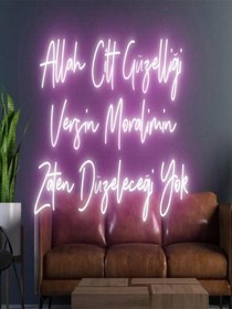 Resim Allah Cilt Güzelliği Versin Moralimin Zaten Düzeleceği Yok Yazılı Neon Tabela Pembe 