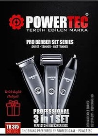 Resim Powertec TR-375 (3in1) Günlük Erkek Tıraş Bakım Seti (3 Başlıklı ve Ek Başlık Hediyeli) 