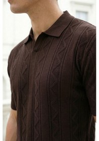 Resim Sayzen Your Shine Sayzen Desenli Polo Yaka Tişört Man2605 Kahverengi 