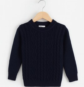 Resim CLOUDY WEAR&DESİGN Erkek Çocuk Bisiklet Yaka Örgü Desenli Triko Kazak (2-5 Yaş) 