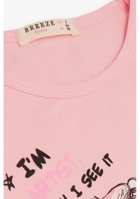 Resim Breeze Kız Çocuk Uzun Kollu Tişört Kendini Sanatçı Hisseden Kız Baskılı 3-8 Yaş, Pembe-pembe Pembe 