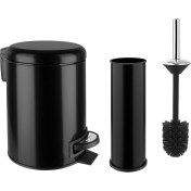 Resim Siliwax Elit Ikili Banyo Seti - Siyah ( 3lt Çöp Kovası + Tuvalet Fırçası ) 