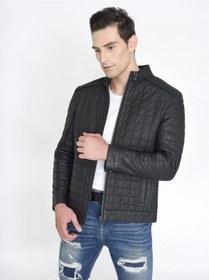 Resim Spor Erkek Deri Mont - Siyah 