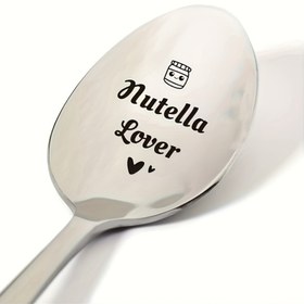 Resim 1 adet, Nutella Aşığı Kaşık Oymalı Paslanmaz Çelik Hediye Sevimli, Yenilikçi Kaşık Doğum Günü Partileri İçin Hediyeler 19.05 cm (Yeni Güçlendirilmiş Kalınlaştırılmış Kaşık) 