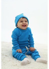 Resim Fitilli Unisex Bebek - Çocuk Üçlü Takım Mavi 