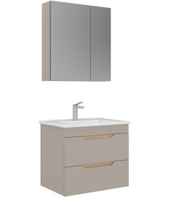 Resim Orka Lena 65 Cm Çöl Beji Çekmeceli Banyo Dolabı Takımı Çöl Beji 