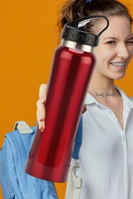 Resim SEDEF SİLVER Emzikli 500 ml Çift Katman Çelik Matara Pipetli Termos 