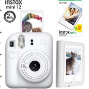 Resim Instax Mini 12 Beyaz Fotoğraf Makinesi-20'li Film ve Mini Albüm Seti 