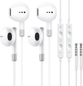 Resim 2'li paket kablolu kulaklık, 3,5 mm kulak içi kulaklık, Samsung için, mikrofonlu, yüksek çözünürlüklü kulaklık, iPhone, Samsung, iPad, Xiaomi, MP3, Huawei vb. için ses seviyesi ayarlı kulaklık, 3,5 mm 