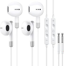 Resim 2'li paket kablolu kulaklık, 3,5 mm kulak içi kulaklık, Samsung için, mikrofonlu, yüksek çözünürlüklü kulaklık, iPhone, Samsung, iPad, Xiaomi, MP3, Huawei vb. için ses seviyesi ayarlı kulaklık, 3,5 mm 