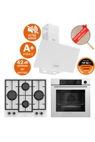 Resim Ferre FryART &SteamART- SilentART MIVA / Sessiz Beyaz Ankastre Set (D087-SA + XE64CB + LN386 ) 