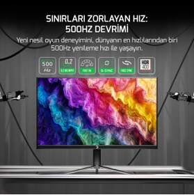 Resim Gamepower Lucid S50 24.5'' 500Hz 0.2ms Fast Va E Spor 10 Bit Pivot Rgb Gaming Monitör 