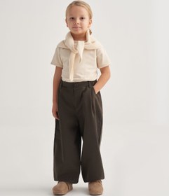 Resim Unisex Çocuk Gabardin Paça Detaylı Pantolon Haki - 1-2 Yaş 