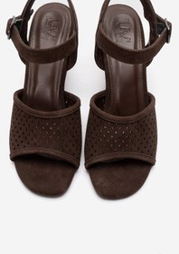 Resim LuviShoes HERVON Kahverengi Süet Kadın Dolgu Topuklu Ayakkabı 