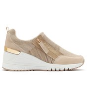 Resim Derimod Zero Women's Beige Zippered Wedge Heel Fabric Sneakers Derimod