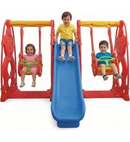 Resim Exectus Çift Salıncaklı ve 180 cm Kaydıraklı Teddy Oyun Parkı 3'lü Set 