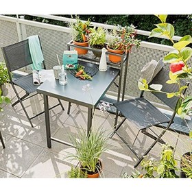 Resim Balkon Masa ve Sandalye Seti Bahçe Masa Sandalye Seti Masa Sandalye Antrasit 