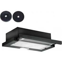 Resim Delixa Hibsan Çift Motorlu Aspiratör, Siyah, Karbon Filtreli, Bacasız, Mutfak Için, 500 M³/s Emiş Gücü 