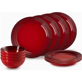 Resim Le Creuset 12 Parça Lüks Tasarım Seramik Yemek Takımı 4 Kişilik Set Yemek Takımları Çok Renkli 
