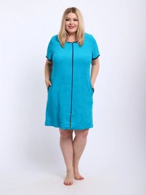 Resim Svetostass Fermuarlı Ev Bornozu Havlu Kumaş Fermuarlı Ev Bornozu, Yumuşak Ve Rahatlığıyla Öne Çıkar. 419982808 Turkuaz 