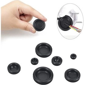 Resim Lasonstiges 200 Adet / Takım Siyah Kauçuk Grommetler Kit Kiti Conta Grommetler Boyut 7 Teller Fişler Ve Kablolar İçin Grommetler 