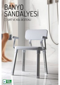 Resim Sırt Ve Kol Destekli Banyo Sandalyesi - Yaşlı Ve Bedensel Engelli Destek Beyaz 