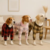 Resim Orta ve büyük köpek ırkları için tasarlanmış, labradorlar, rottweilerler ve beaglerler için uygun, klasik desenli ve elastik bir pijama takımı, kışlık giyim için uygun bir konfor ve sıcaklık sunan peluş malzemeyle üretilmiştir. 