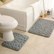 Resim 2 Adet Ultra-Yumuşak, Kalın Mercan Polar Banyo Matları - Hızlı Kuruyan, Kaymaz, Makinede Yıkanabilir, Ev Dekoru için Geometrik Tasarım 