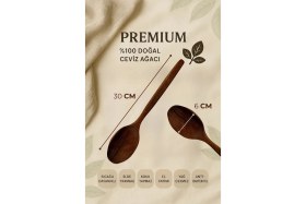 Resim 3'lü %100 Doğal Çizme Yapmaz Ceviz Ağacı Ahşap Mutfak Seti – Maşa, Kaşık, Kevgir 