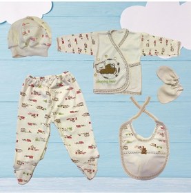 Resim 5li Ayıcıklı Hastane Çıkış Seti Ekru 