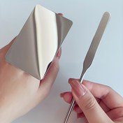 Resim 2 adet Profesyonel Makyaj Fondöten Spatula Seti - Paslanmaz Çelik Karıştırma Çubuğu ve Yuvarlak Başlı Akrilik Palet - Fondöten ve Kozmetikler Uygulamak ve Karıştırma için İdeal - Kokusuz 