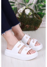 Resim Fort E460 Günlük Plaj Deniz Havuz Terliği Hafif Rahat Esnek Kadın Terlik Beyaz 