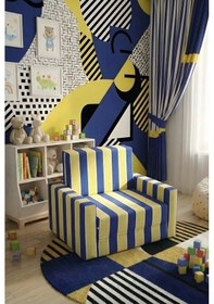 Resim Çocuk Koltuğu Komple Sünger Katlanabilir Yataklı Minder Yatak 0-4 Yaş Sarı Lacivert Taraftar Desen Standart 