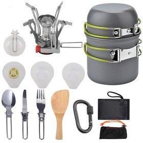Resim Mufunye Kampçılar İçin Pratik Alüminyum Tencere Seti - Yeşil Saplı, Mini Ocak Dahil 112 Karakter Yeşil 