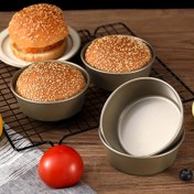 Resim Altın renkli hamburger kalıbı, yapışmaz peynir kalıbı, yumurta pişirme yuvarlak ekmek embriyo öğütücü ev fırını hava fritözü özel mutfak pişirme araçları 1/2/3/4/5/6 adet 