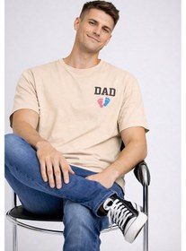 Resim Nevermind Anne Baba Kombini Mom Dad Baskılı Çift Tişört Oversize Unisex 2 L Bej 