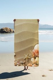 Resim Dijital Baskı Plaj Deniz Havlusu Kumsal Desenli Peştamal HVL0031 