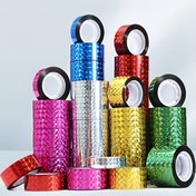Resim Parlak Yansıtıcı Holografik Bant - Kendinden Yapışkanlı, Çok Renkli (Kırmızı, Pembe, Sarı, Yeşil, Mavi, Turuncu) - El Sanatları, DIY Sanat, Ev Dekoru, Tatil Ambalajı, Tarlalar ve Bahçeler için Kuş Deterrenti için İdeal - Dayanıklı Plastik, Kuş Deterrenti Bantı|Parlak Bant Tasarımı|Dayanıklı Plastik Bant 