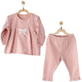 Resim Andywawa Kız Bebek Fiyonk Detaylı Pembe Alt Üst Bebek Takım Ac23066 001 