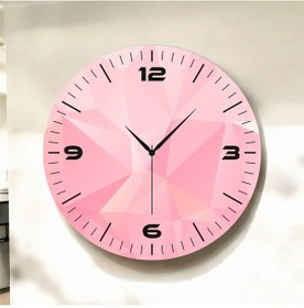 Resim Pembe Renkli Baskı Desenli Sayılı Hediyelik Ahşap Sessiz Duvar Saati 50cm ÇOk Renkli 