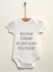 Resim Limon Unisex Bebek Beyaz Baskılı Body Zıbın 