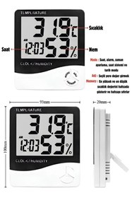 Resim MorPort Lüx Bebek Oda Termometresi x Dijital Oda Termometresi x Derece Termometre Isı Nem Saat Alarm Mini 
