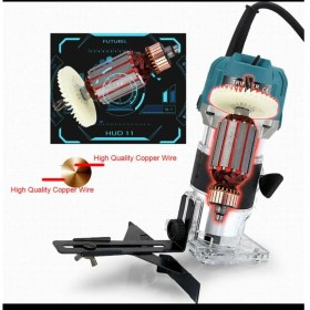 Resim Pro 6 Kademe Devir Ayarlı 600W Formika Traşlama Freze Makinesi 6mm Pens 2 Yıl Garantili 