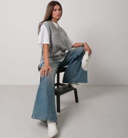 Resim V Yaka Oversize Gri Süveter - M 