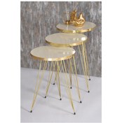 Resim Zigon Sehpa Gold Krem Tel 