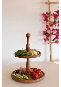 Resim 2 Katlı 21/25 Cm Ahşap Kek Pasta Sunumluk Standı, Servis Sunum 